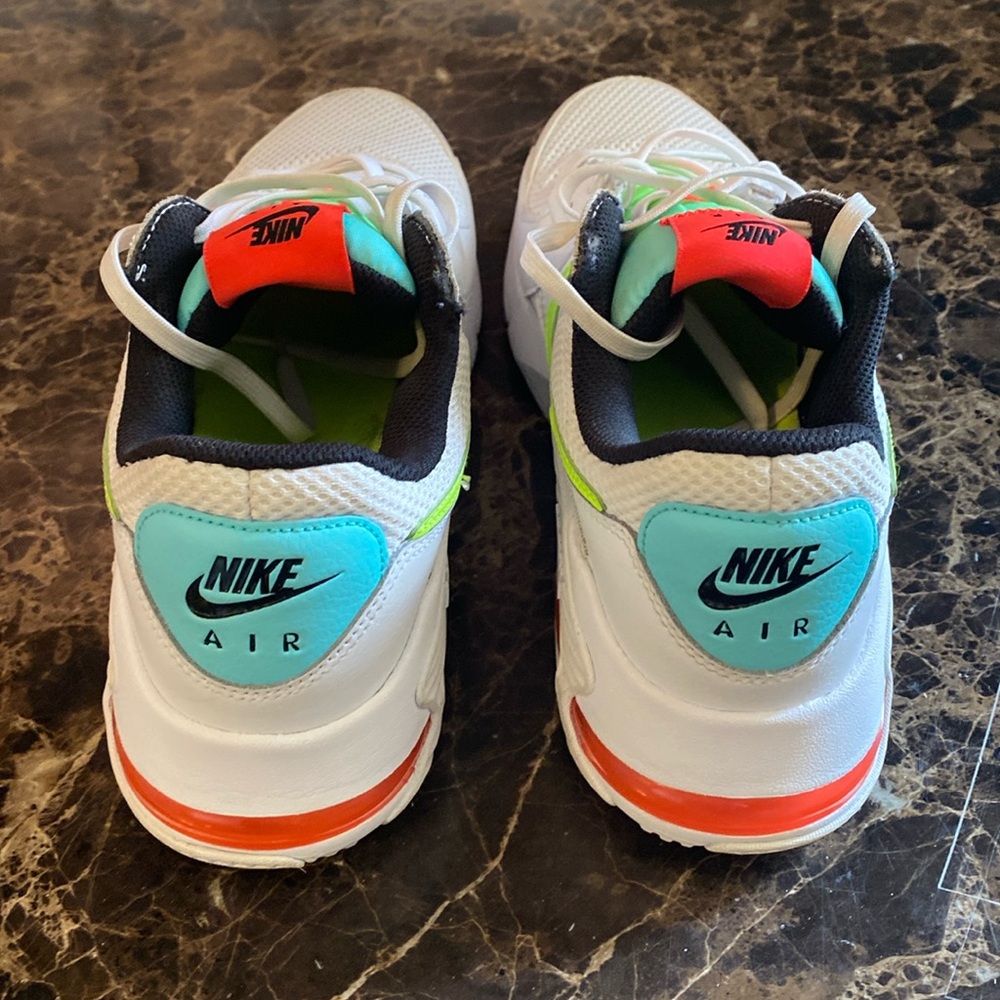 Nike White Sneakers with Neon Green Swoosh and Orange Accents - Picture 4 of 7
